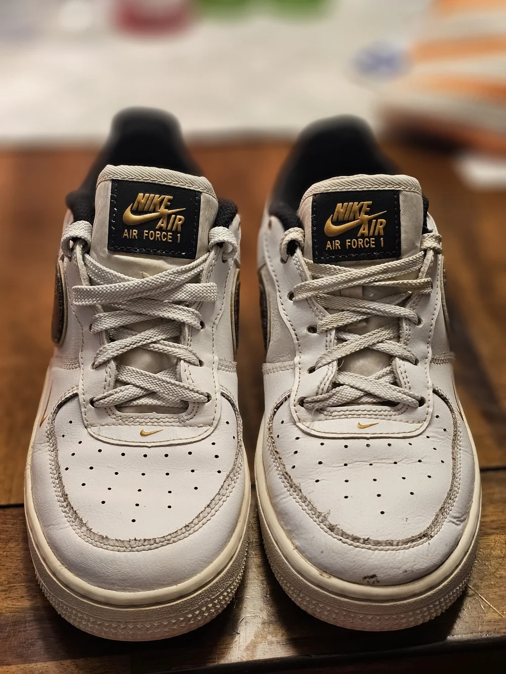 Nike Air Force 1 LV8 TD Low Kids Size 5.5Y Classic White Black Gold